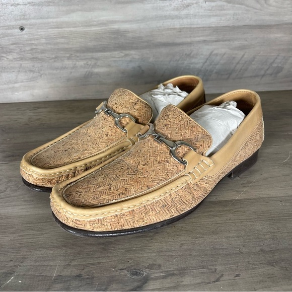 Donald Pliner Natural Tan Made In Italy Loafers Slip On Dress Shoes Mens 9M‎ main image 4